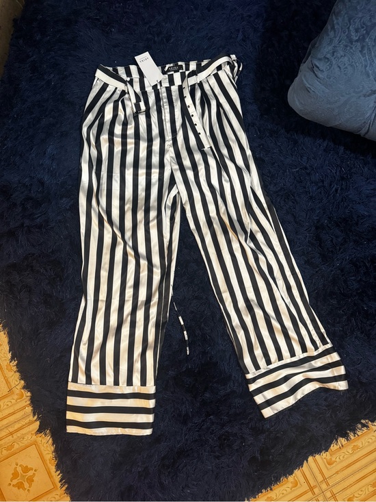 AKIRA Pants - AKIRA Black and White Vertical Stripe Wide Leg Pants